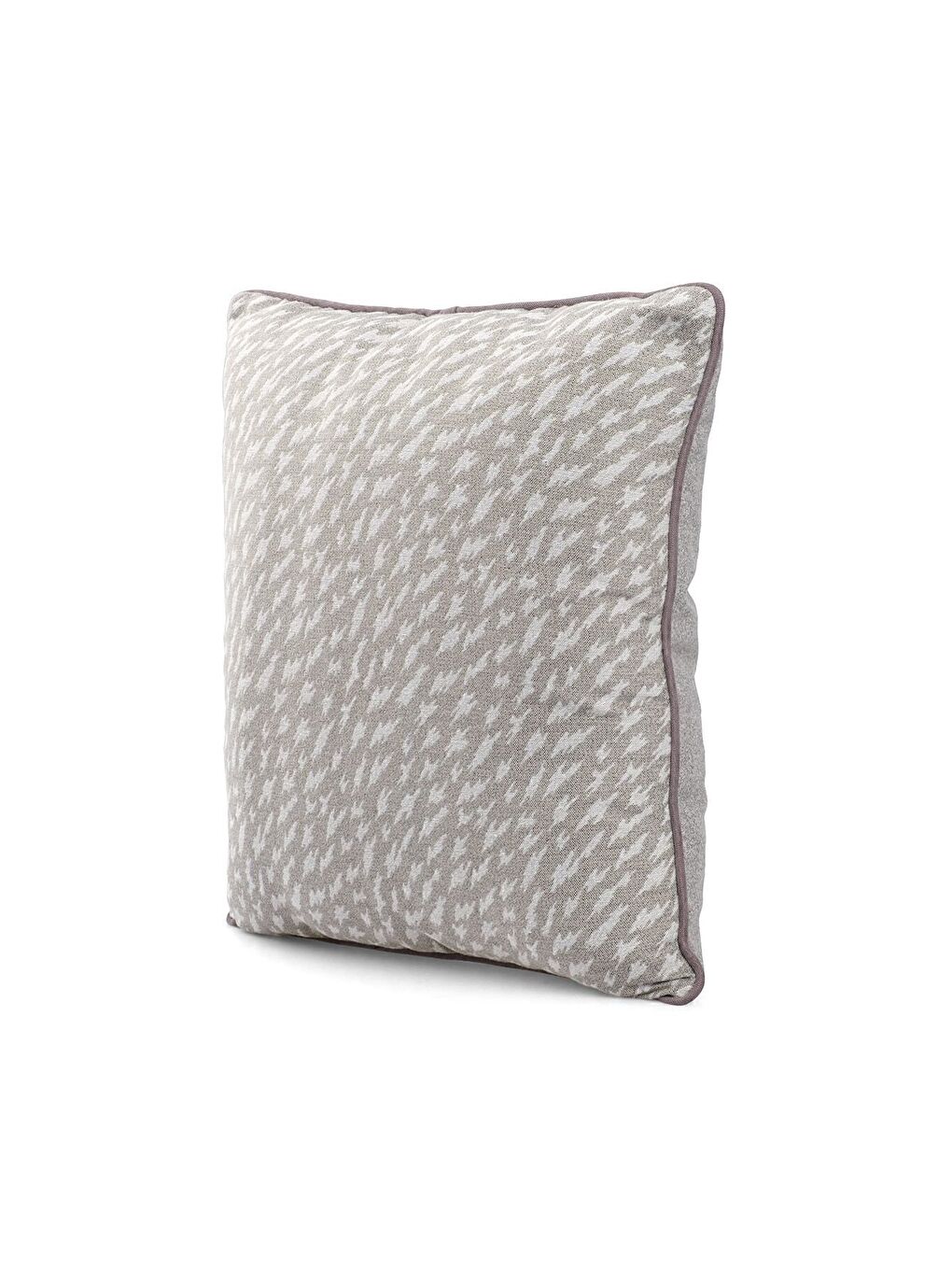 Gri Özel Tasarım 43x43 Dokuma Kırlent Kılıfı Biyeli Gizli Fermuarlı Dekoratif Salon