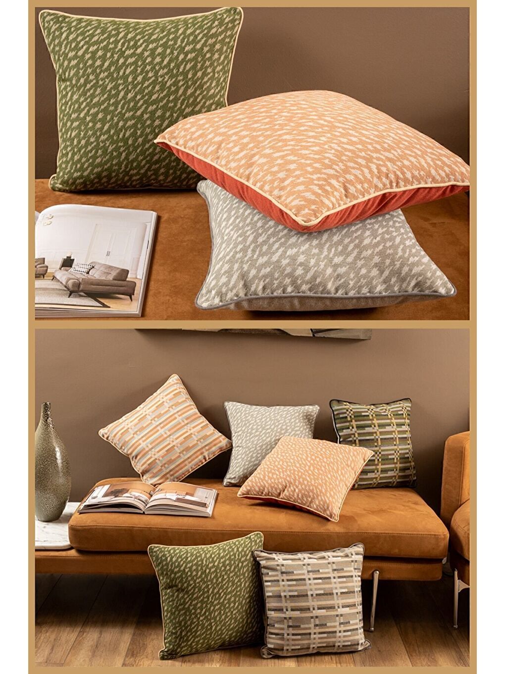 Gri Özel Tasarım 43x43 Dokuma Kırlent Kılıfı Biyeli Gizli Fermuarlı Dekoratif Salon-1