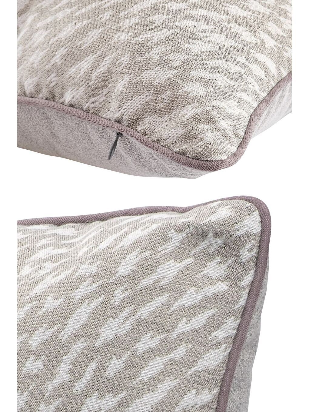 Gri Özel Tasarım 43x43 Dokuma Kırlent Kılıfı Biyeli Gizli Fermuarlı Dekoratif Salon-2