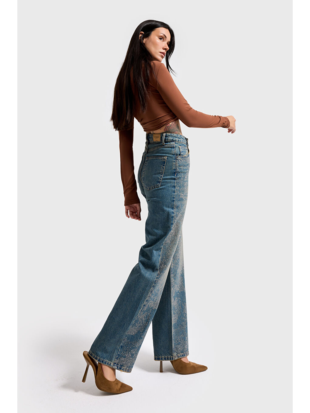 Mavi Kadın T.Kot Rengi T-2w5-8 Straight Fit Yüksek Bel Parlak Taşlı Özel Tasarım Denim Jean-3