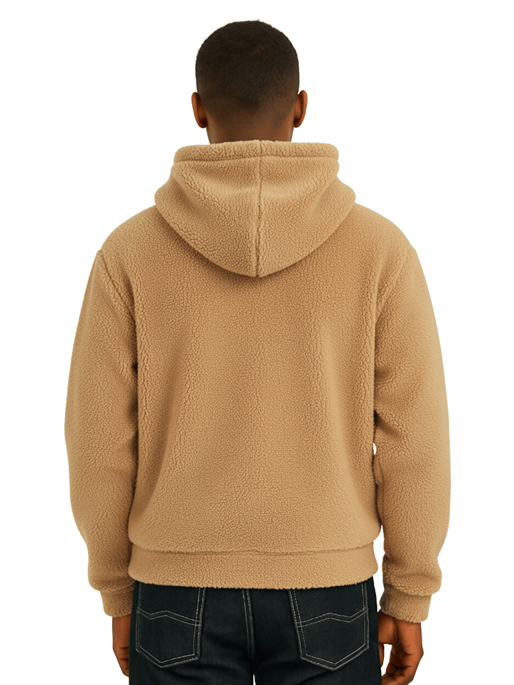 Bej Genıus Store Erkek Kapüşonlu Polar Sherpa Kuzu Kumaş İçi Şardonlu Kapüşonlu Sweatshırt SHERPA-KAP-1