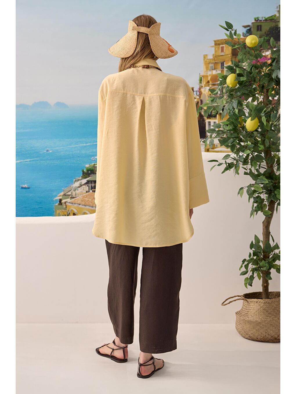 Çift Yakalı Gömlek Soft Sarı-2