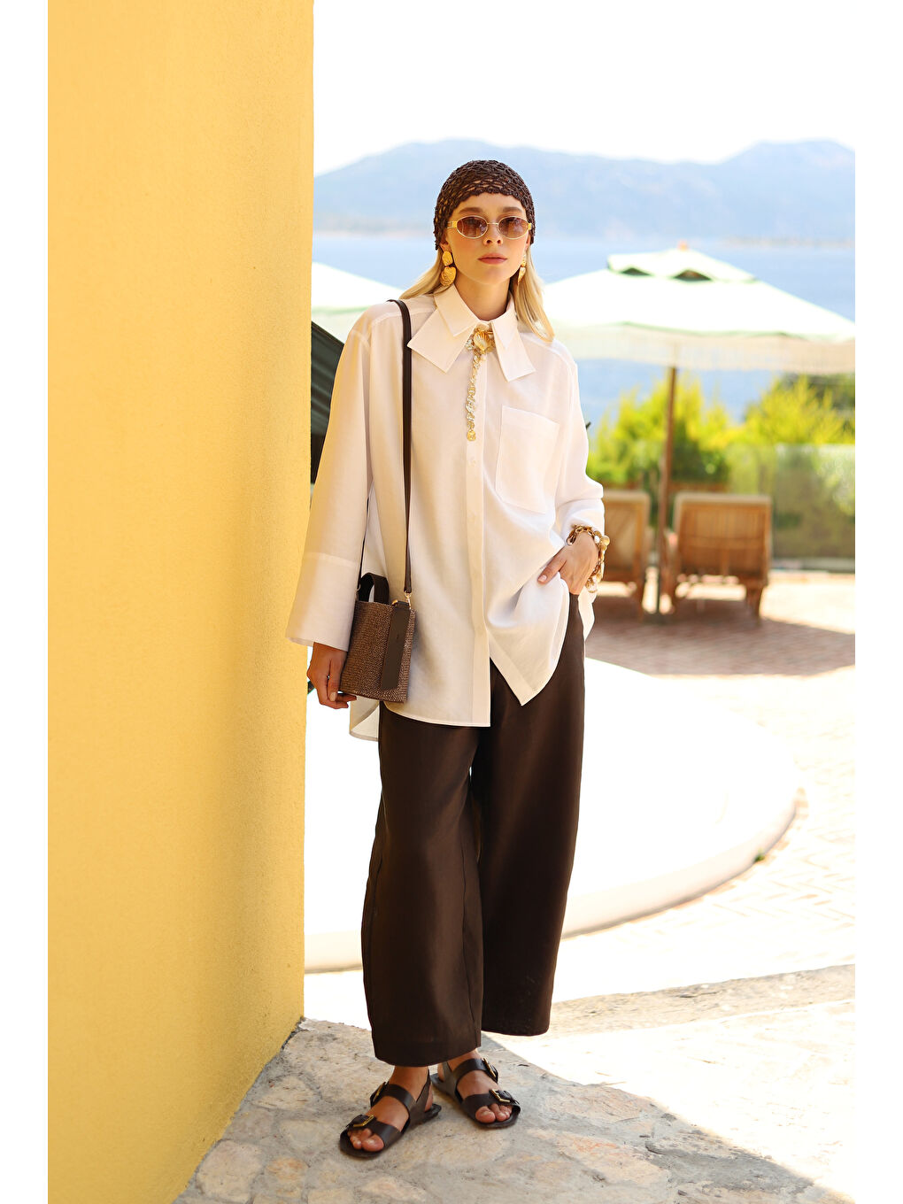 Çift Yakalı Gömlek Beyaz