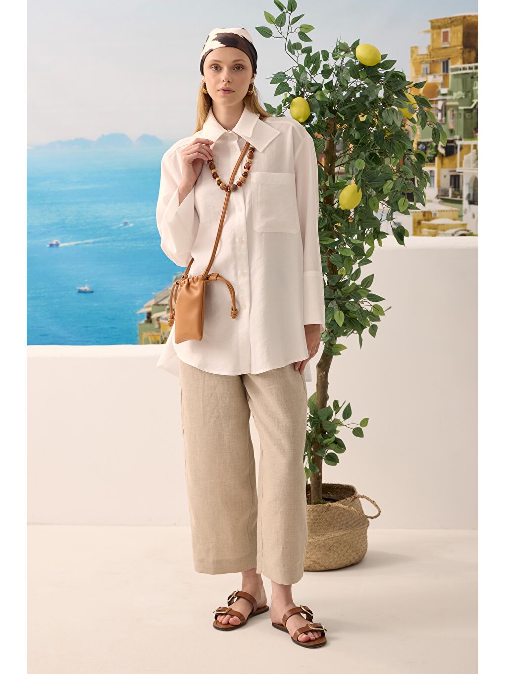 Çift Yakalı Gömlek Beyaz-2