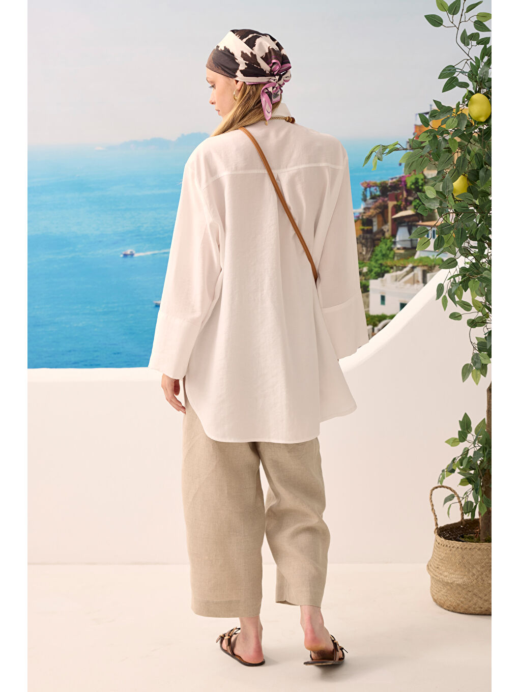 Çift Yakalı Gömlek Beyaz-4