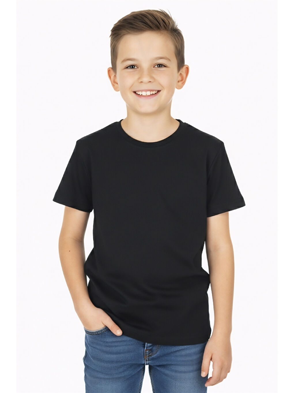 Siyah Erkek Çocuk Geniş Kalıp T-Shirt 12-16 Yaş 12559