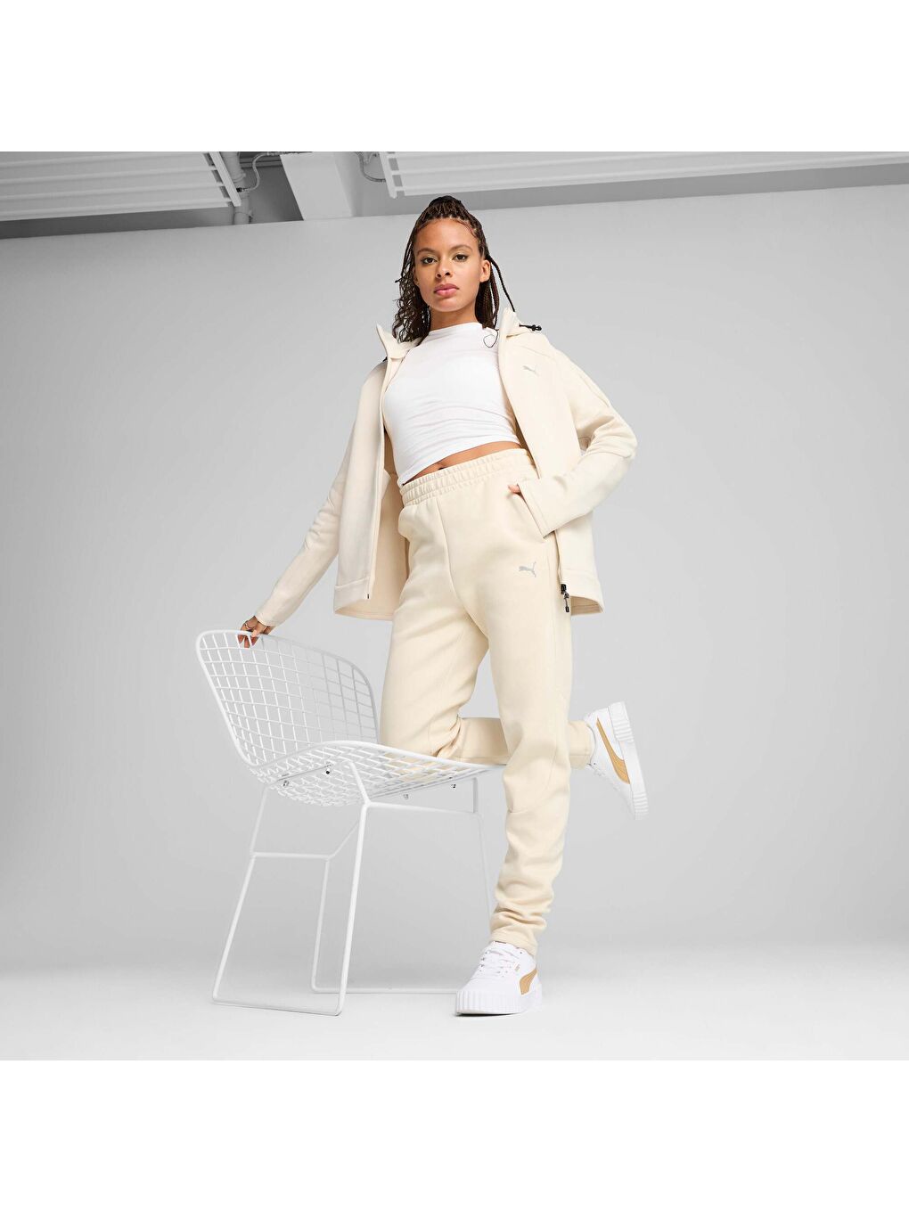 Beyaz Kadın EVOSTRIPE Eşofman Altı-3