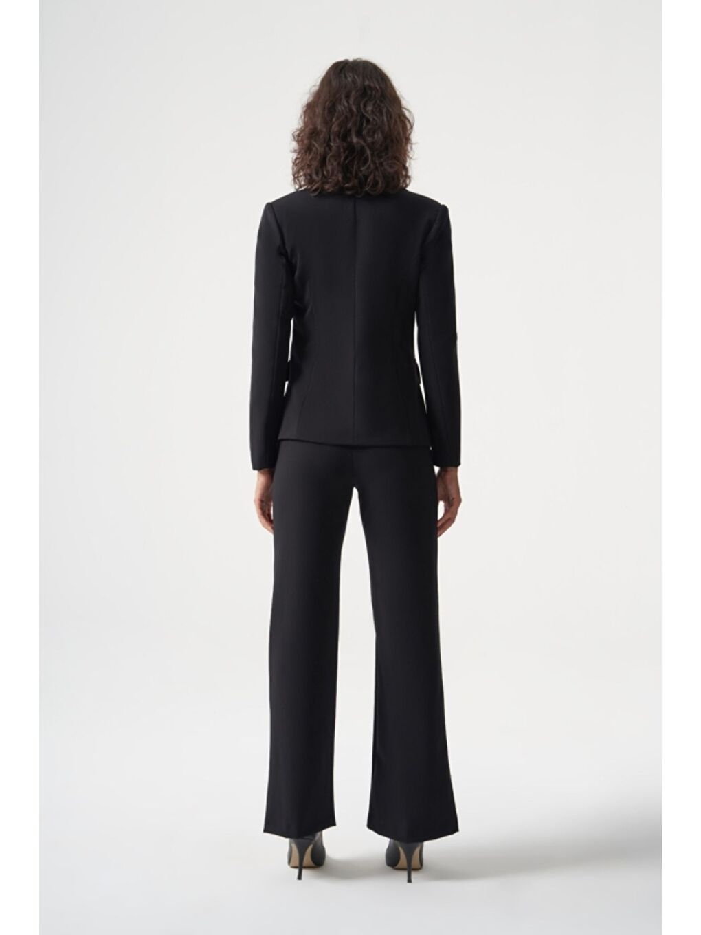 MZL Siyah Yün Karışımlı Klasik Tek Düğme Blazer Ceket-4