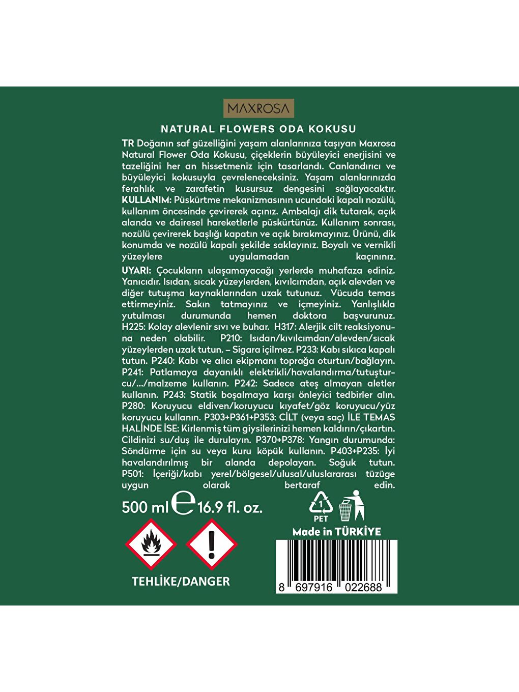 Renksiz Maxrosa Natural Flowers Oda Koku Seti-4