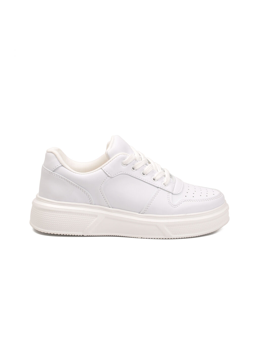 Beyaz Bağcıklı Cilt Hafif Unisex Sneaker Aper 049 G