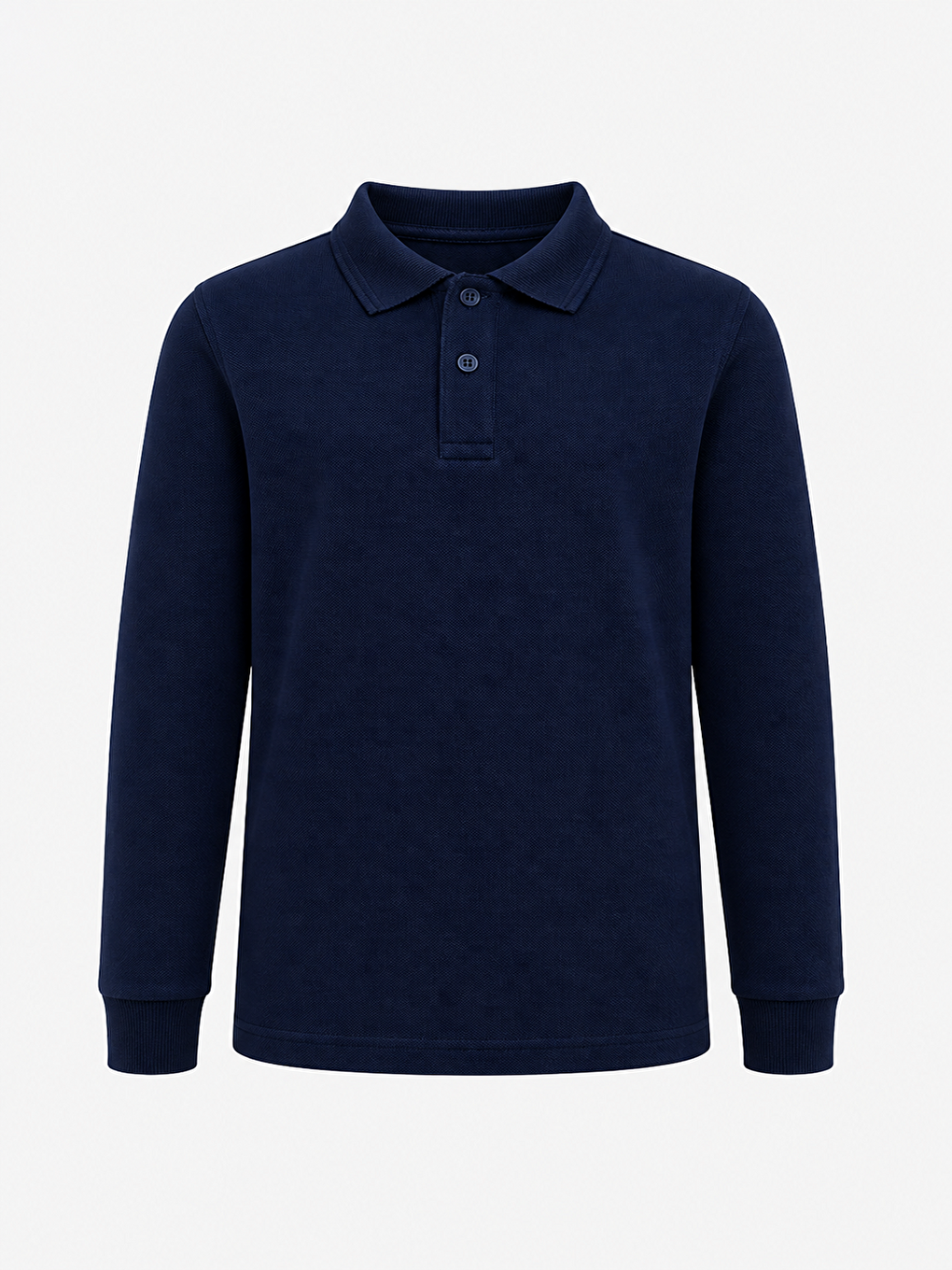 Lacivert Kids Polo Yaka Basic Uzun Kollu Unisex Kız Çocuk Tişört-2