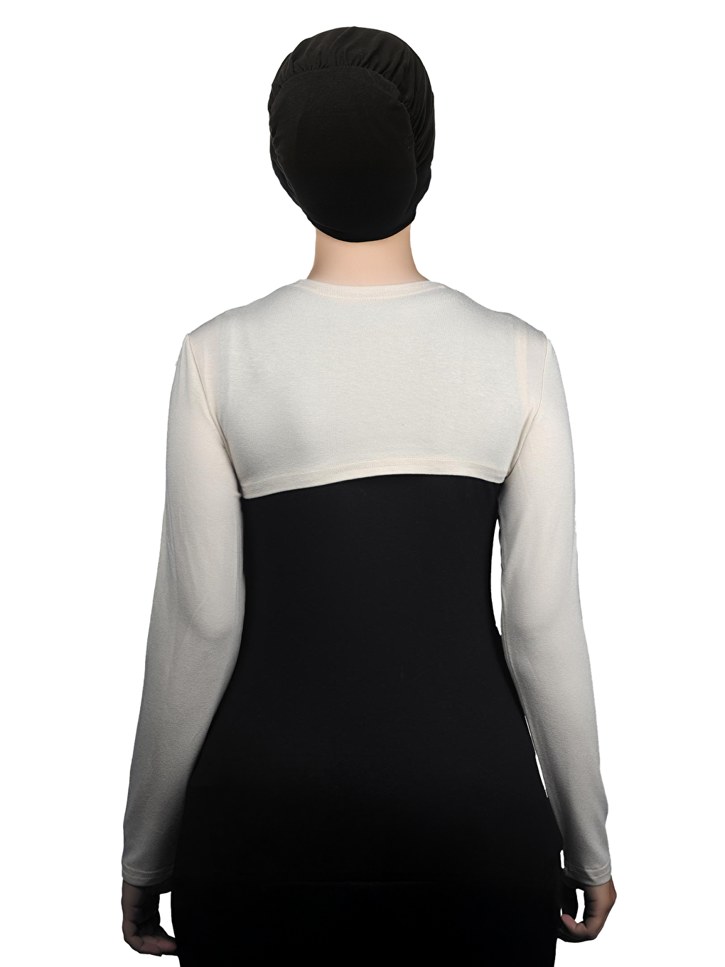 Ekru Uzun Kollu Tesettür Bolero-3