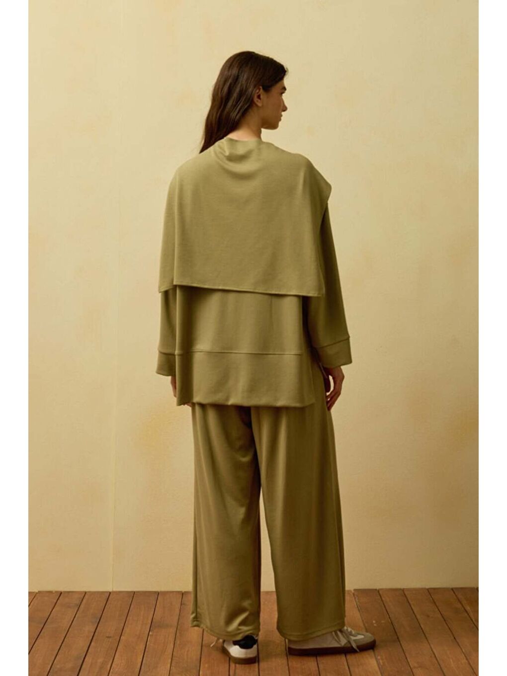 Yeşil Çağla Bağlamalı Pantolon Takım-2