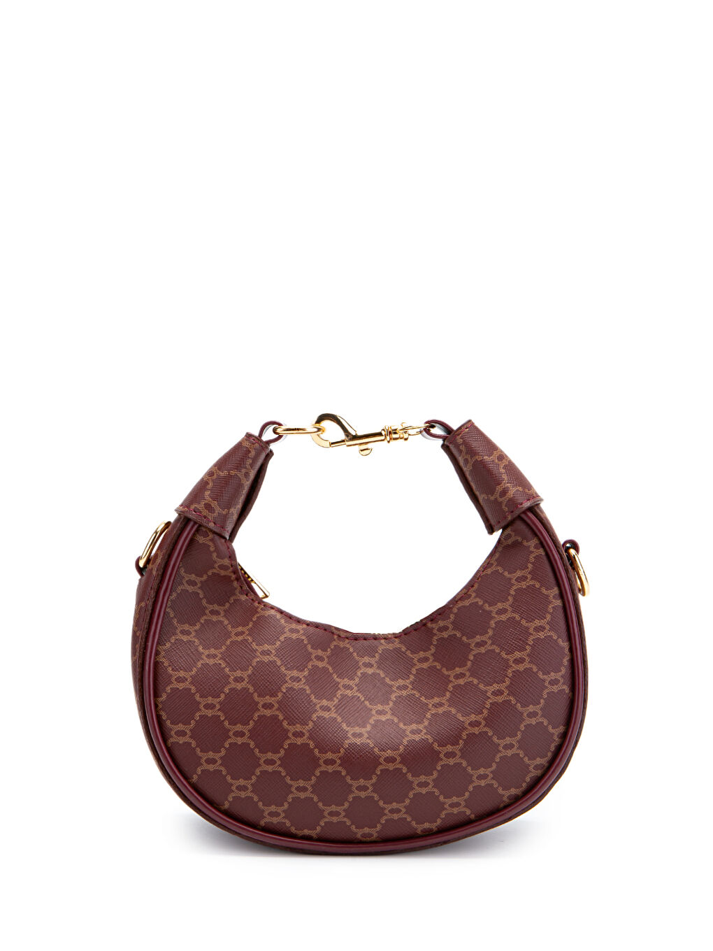 Zincir Desenli Suni Deri Baget Kadın Çapraz Çanta Jenna Bordo