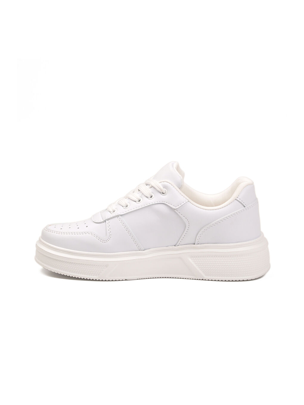 Beyaz Bağcıklı Cilt Hafif Unisex Sneaker Aper 049 G-3