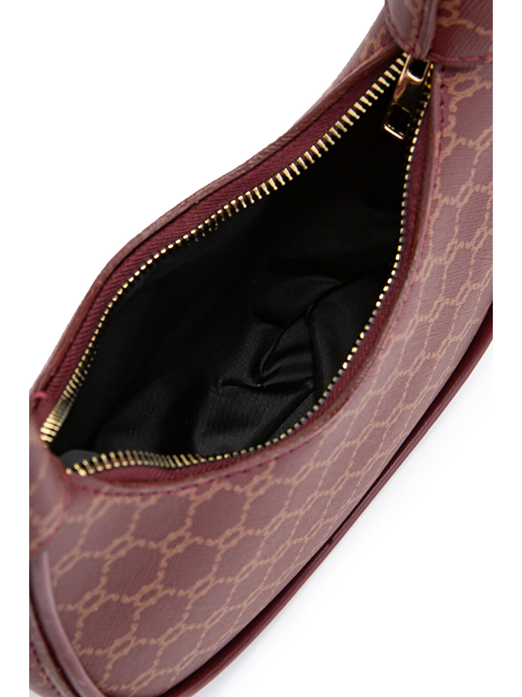 Zincir Desenli Suni Deri Baget Kadın Çapraz Çanta Jenna Bordo-4