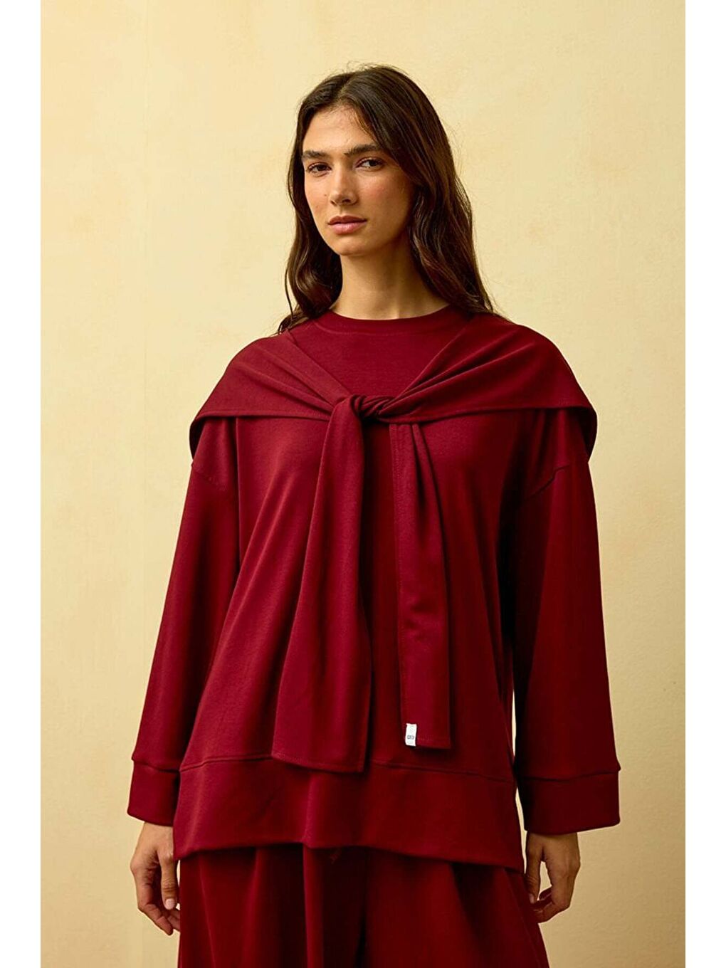 Bordo Bağlamalı Pantolon Takım-1