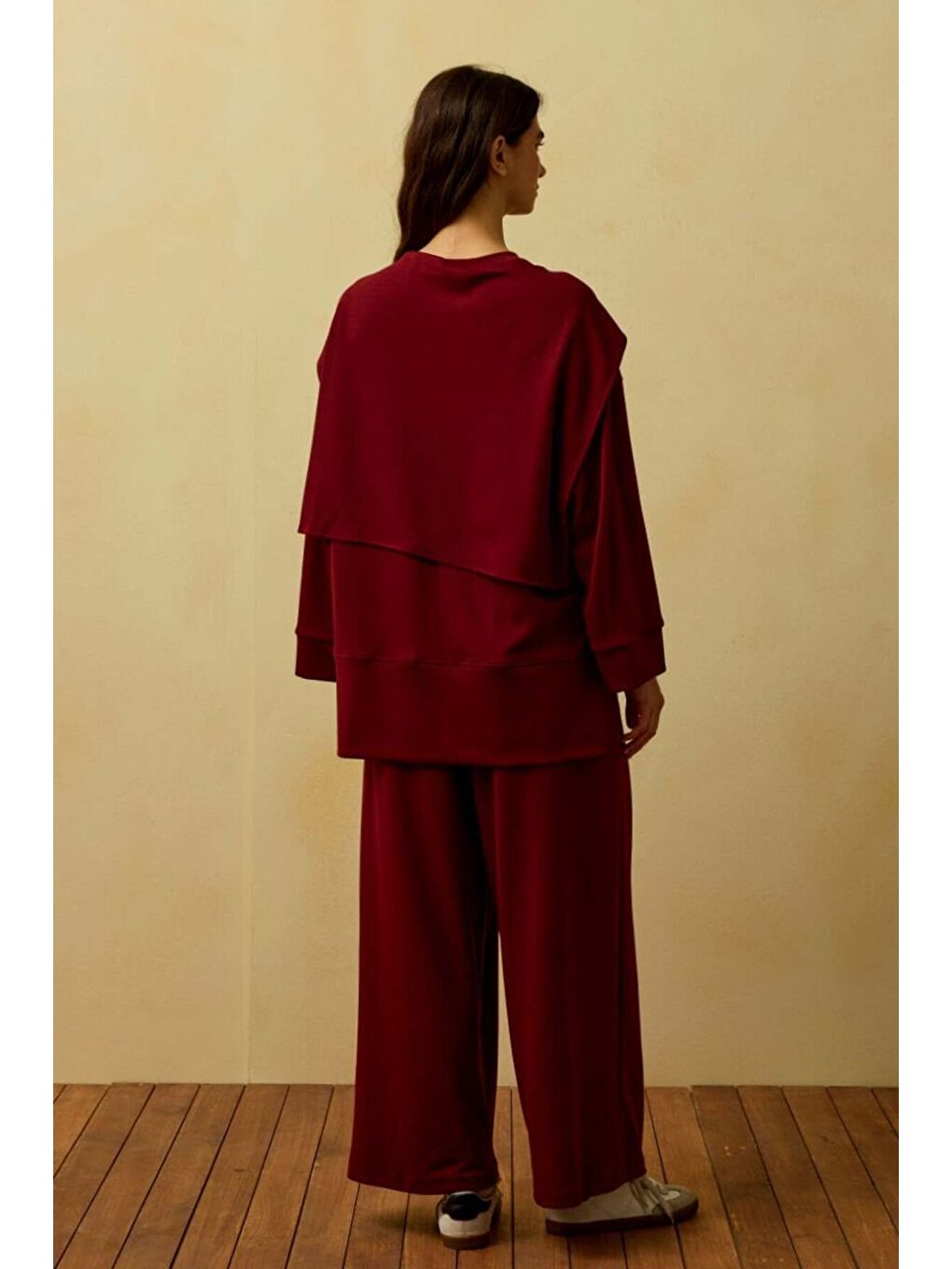 Bordo Bağlamalı Pantolon Takım-2