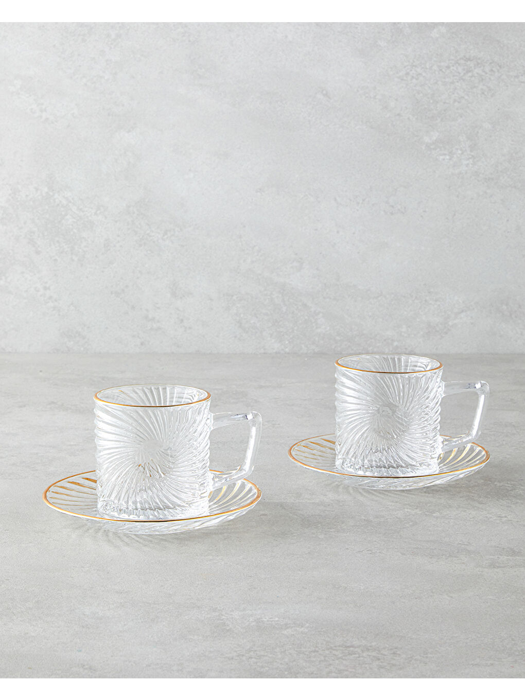 Sarı Goldie Cam 4 Parça 2 Kişilik Çay Fincanı Takımı 170 ml Gold
