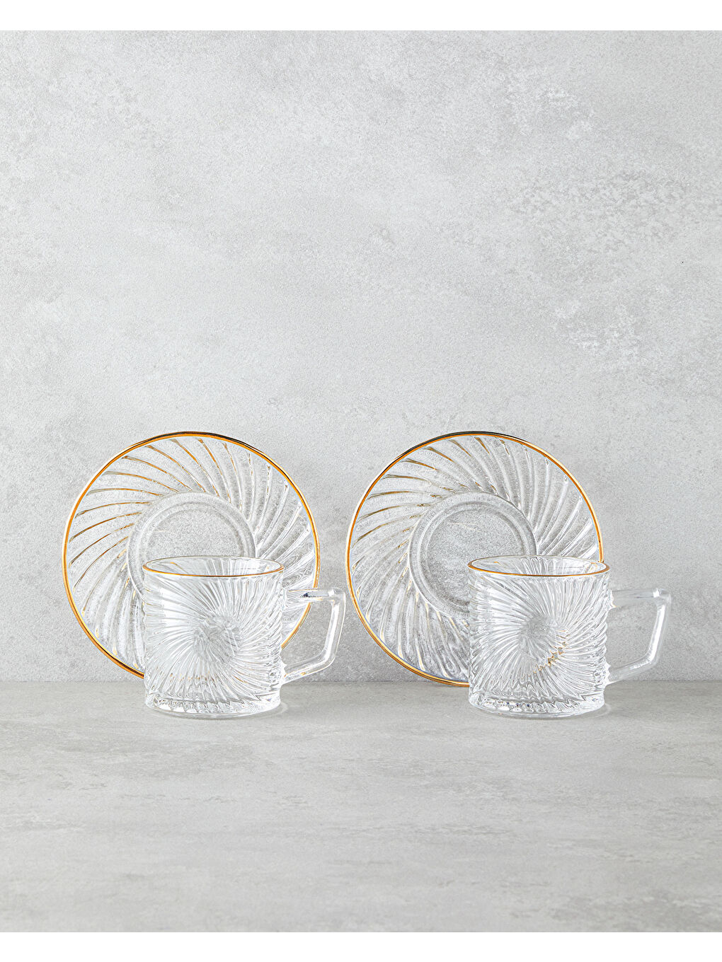 Sarı Goldie Cam 4 Parça 2 Kişilik Çay Fincanı Takımı 170 ml Gold-1