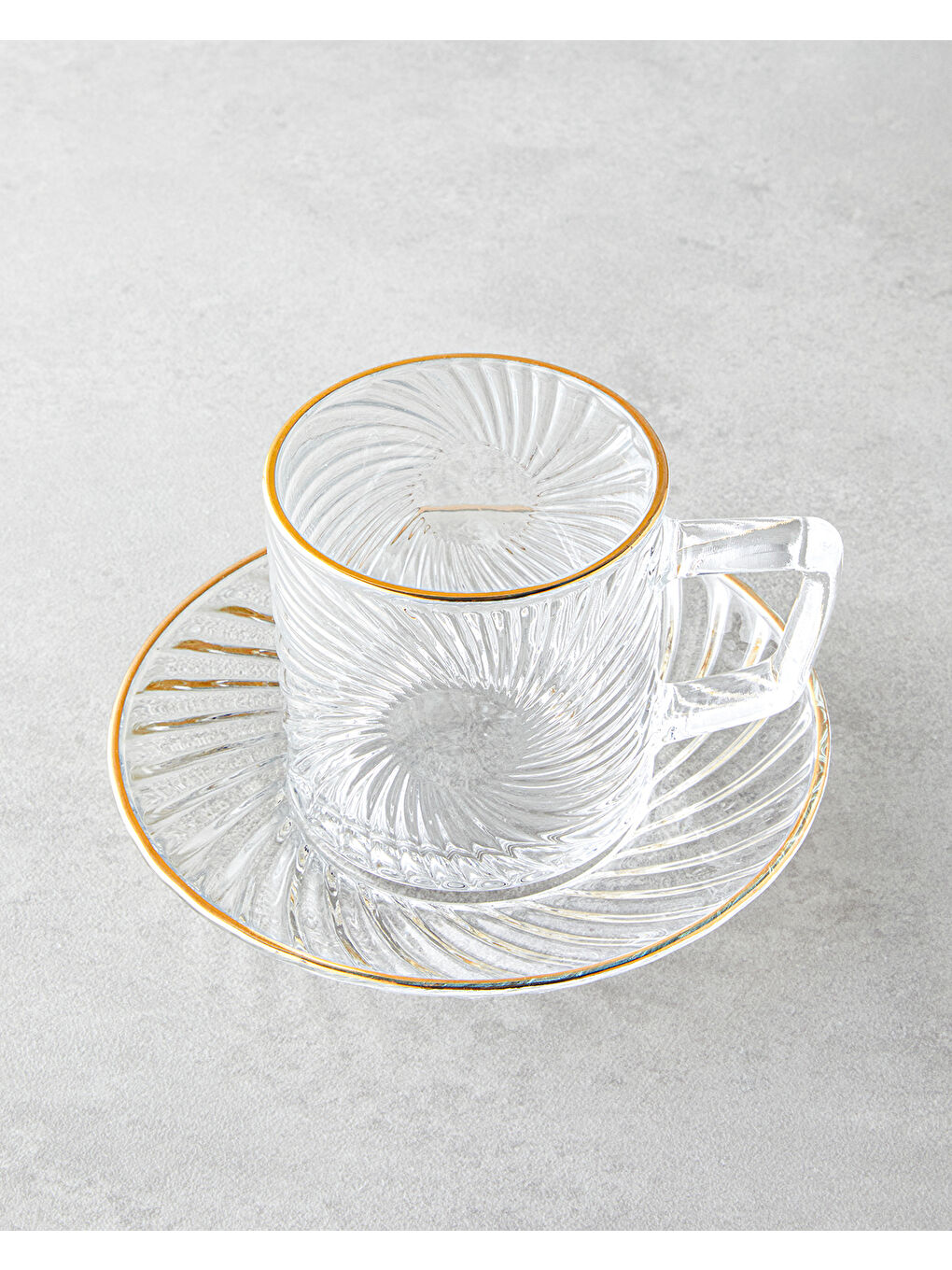 Sarı Goldie Cam 4 Parça 2 Kişilik Çay Fincanı Takımı 170 ml Gold-2