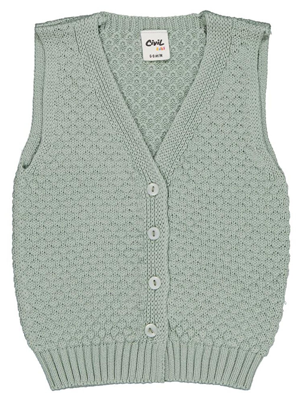 Baby Baklava Desen 6-18 Ay Yelek - Haki 6-9 Ay-1