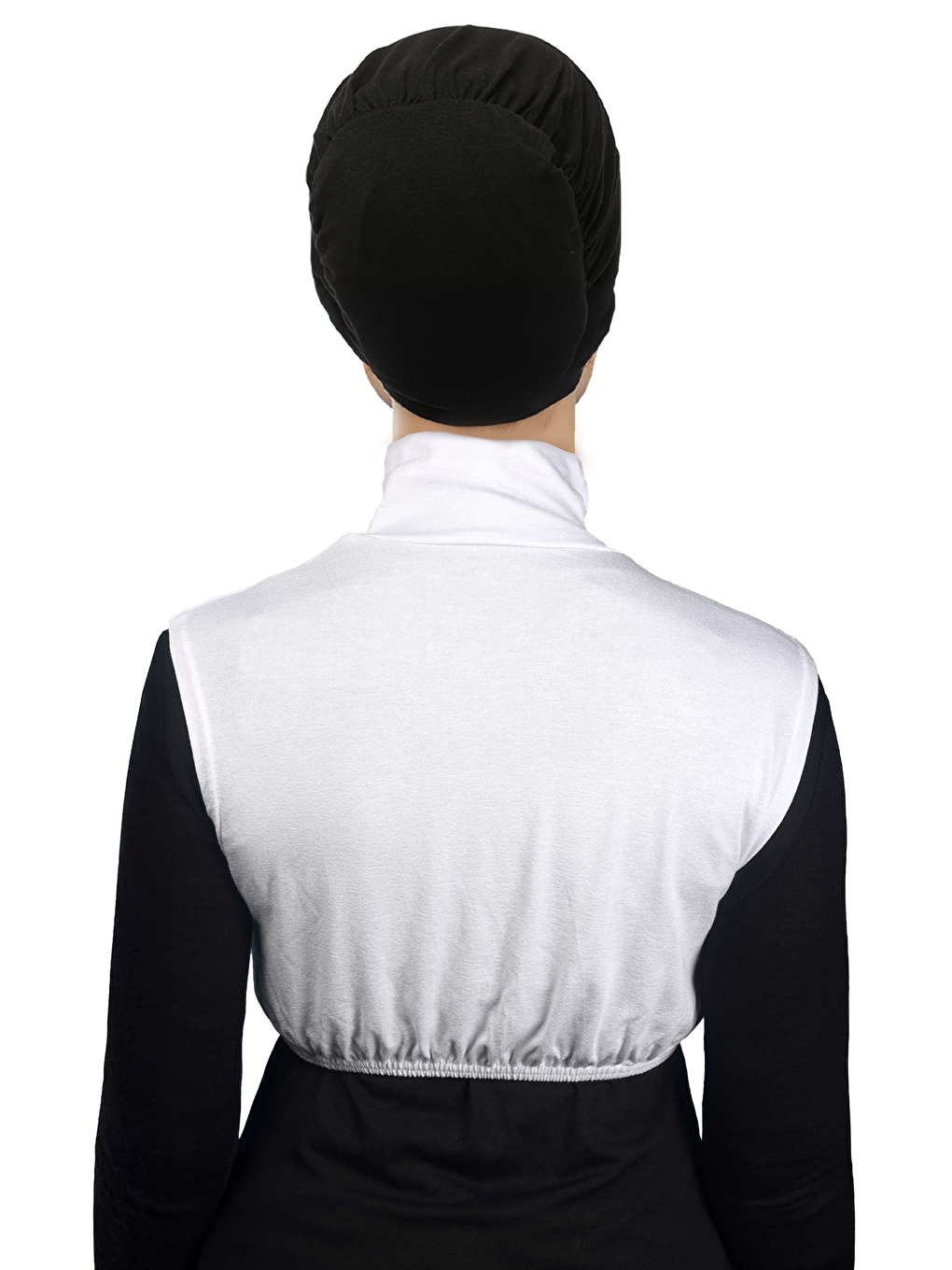 Beyaz Sıfır Kol Balıkçı Yaka Tam Boğazlı Elastanlı Penye Kadın Yarım Body-3