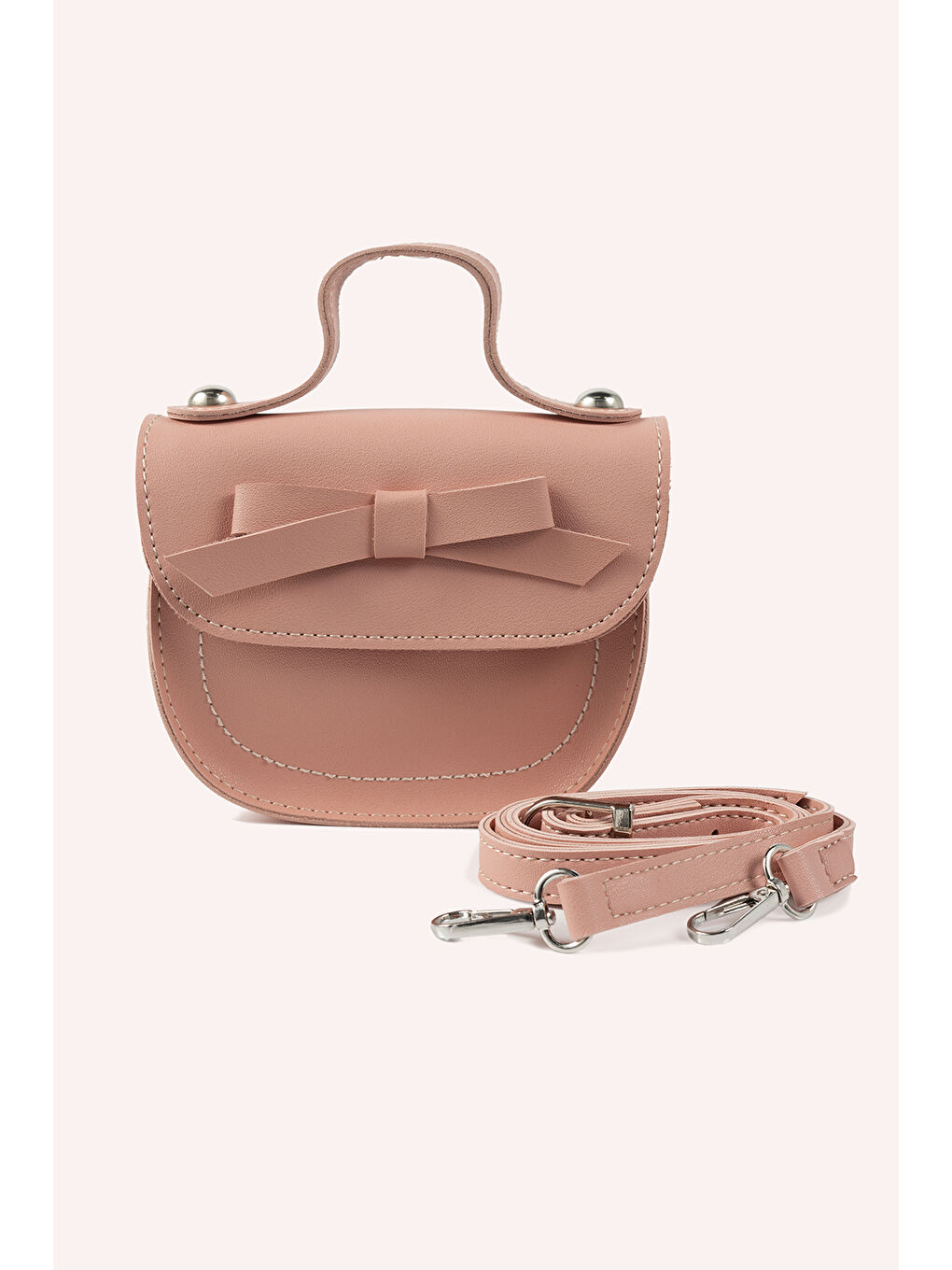 Pembe Kız Çocuk Fiyonk Detaylı Pudra Çanta-1