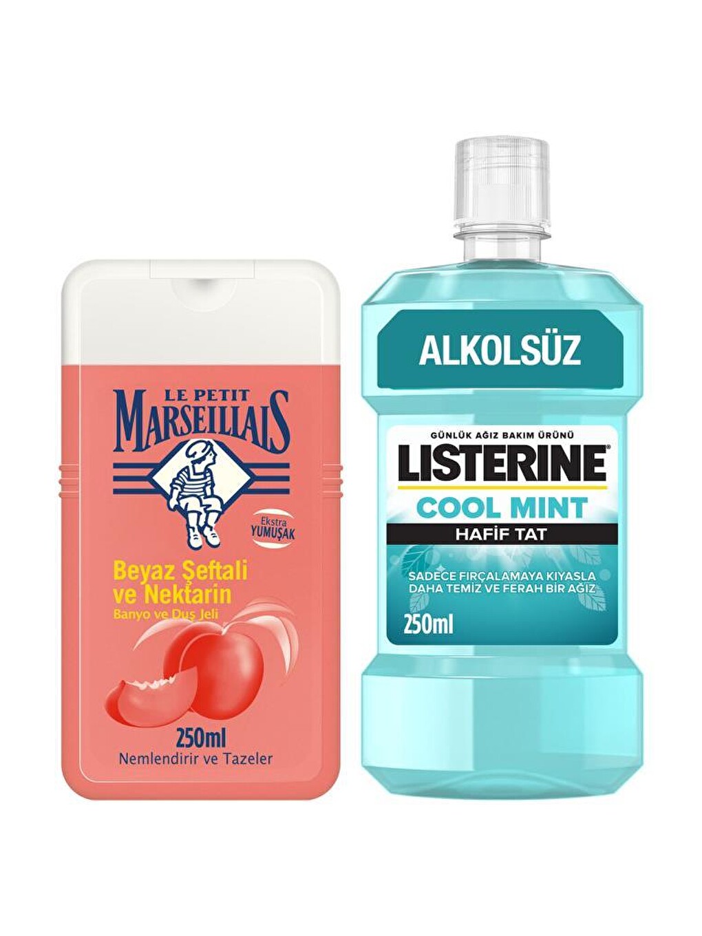 Beyaz Şeftali ve Nektarin Duş Jeli 250 ml + Listerine Cool Mint Hafif Tat 250 m-1