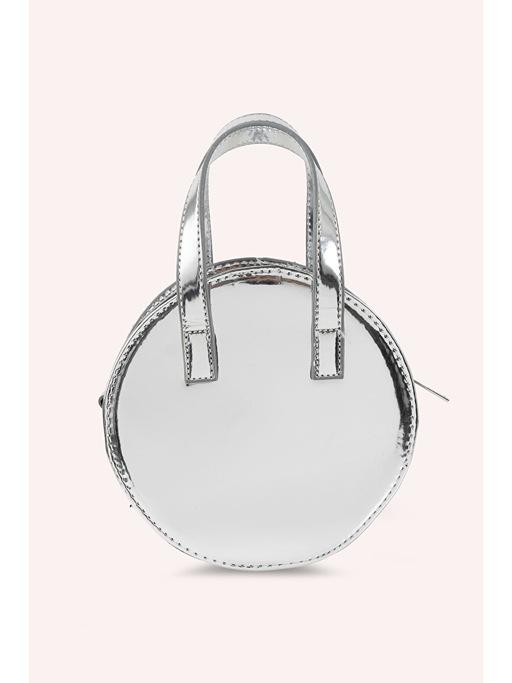 Gri Kız Çocuk Yuvarlak Gümüş Çanta-1