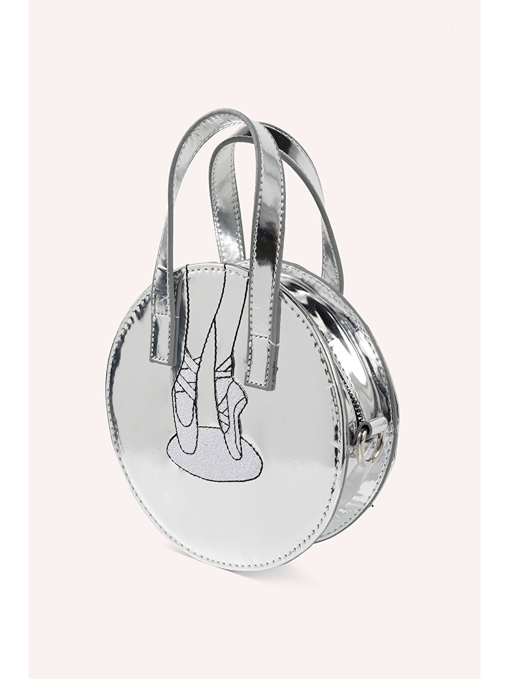 Gri Kız Çocuk Yuvarlak Gümüş Çanta-2