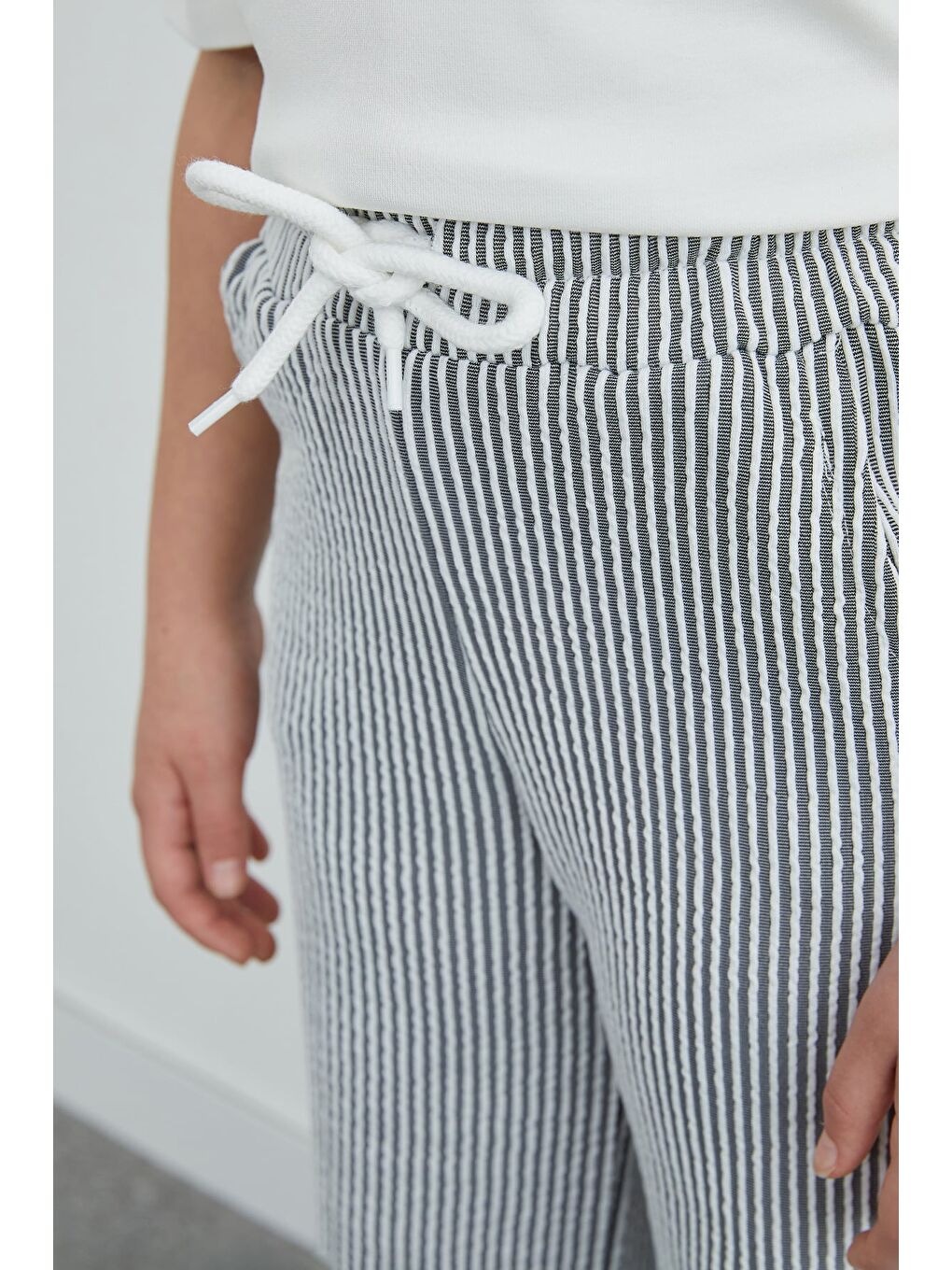 Gri Çizgili Bisiklet Yaka Kız Çocuk 2 Li Takım-4