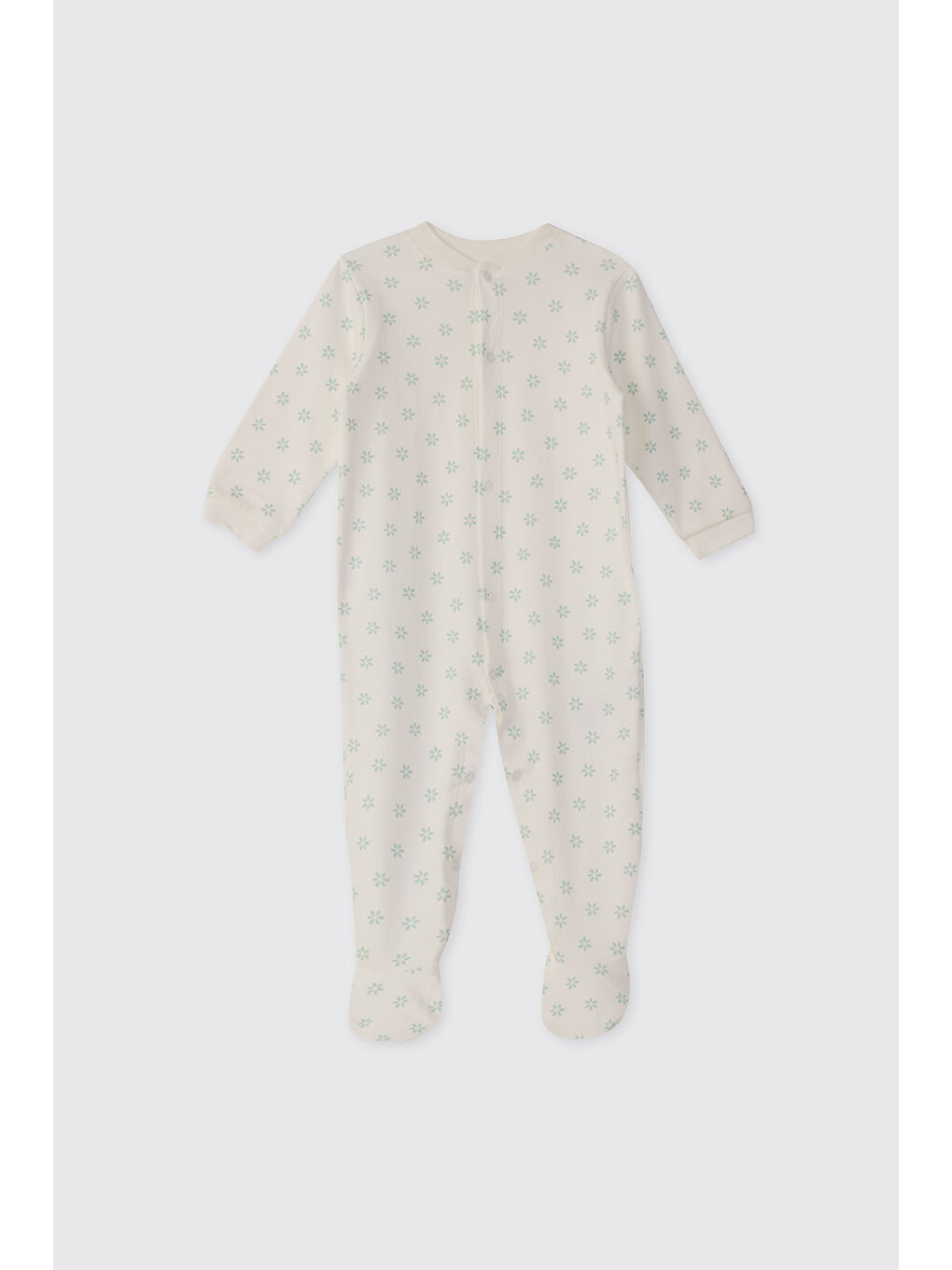 Yenidoğan Çiçek Desenli Beyaz Tulum