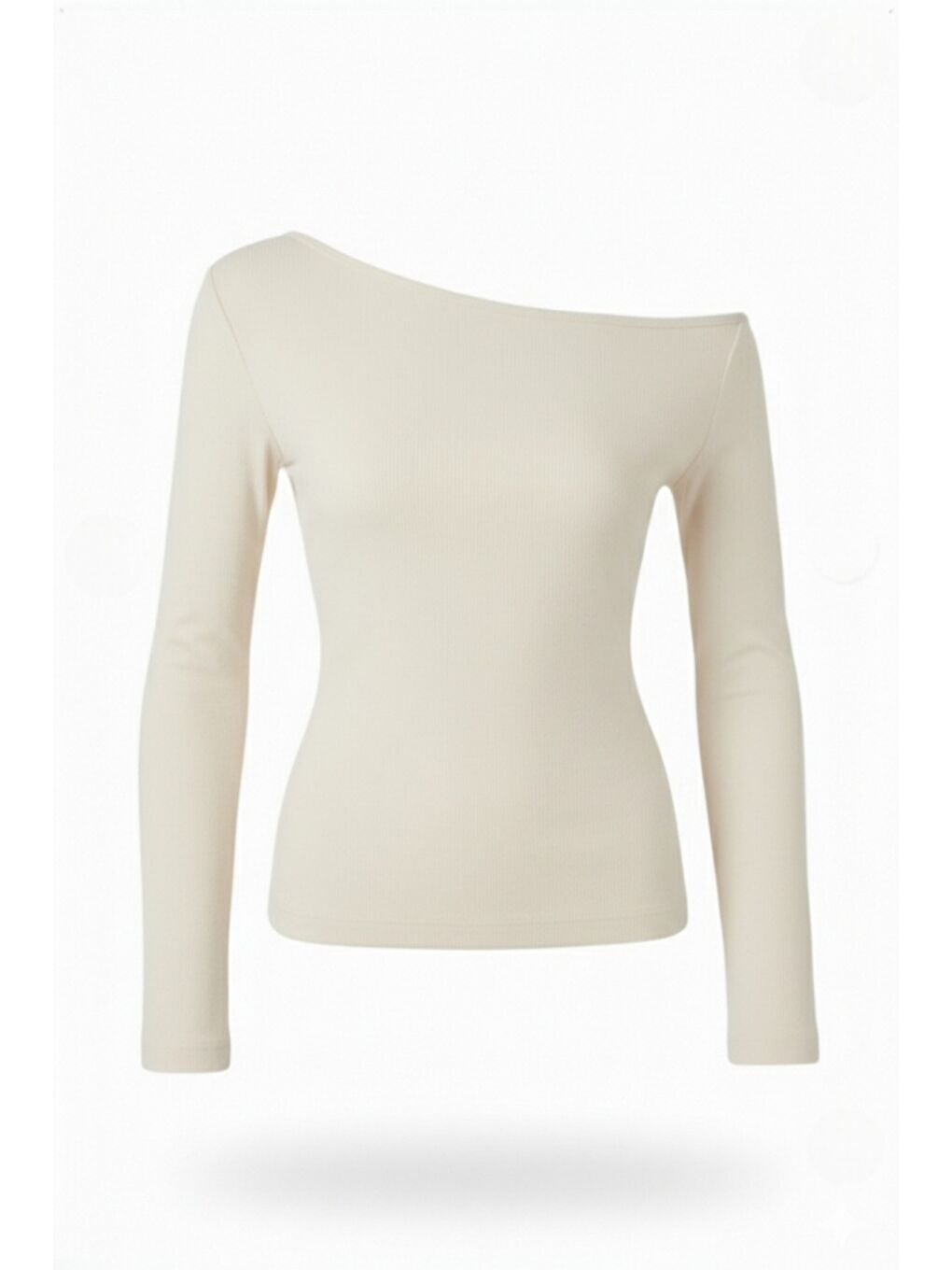 Ekru Premium Soft Seri Vücuda Oturan Kayık Yaka Örme Bluz-1