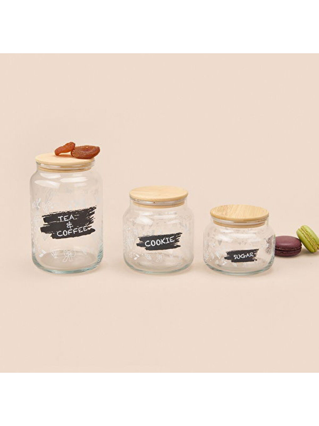Siena Jar 3'lü Kavanoz Seti - Açık Kahverengi / Şeffaf-2