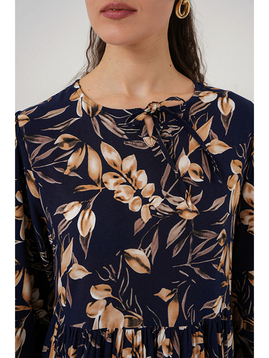 1947 Desenli Uzun Elbise - M. Lacivert-4