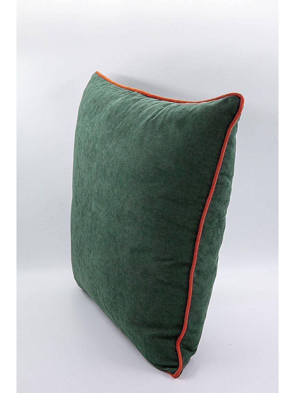 Renk Seçenekli Turuncu Biyeli Yeşil Kırlent Kılıfı Dekoratif Düz Sade Punch Panoroma Panbiy-2