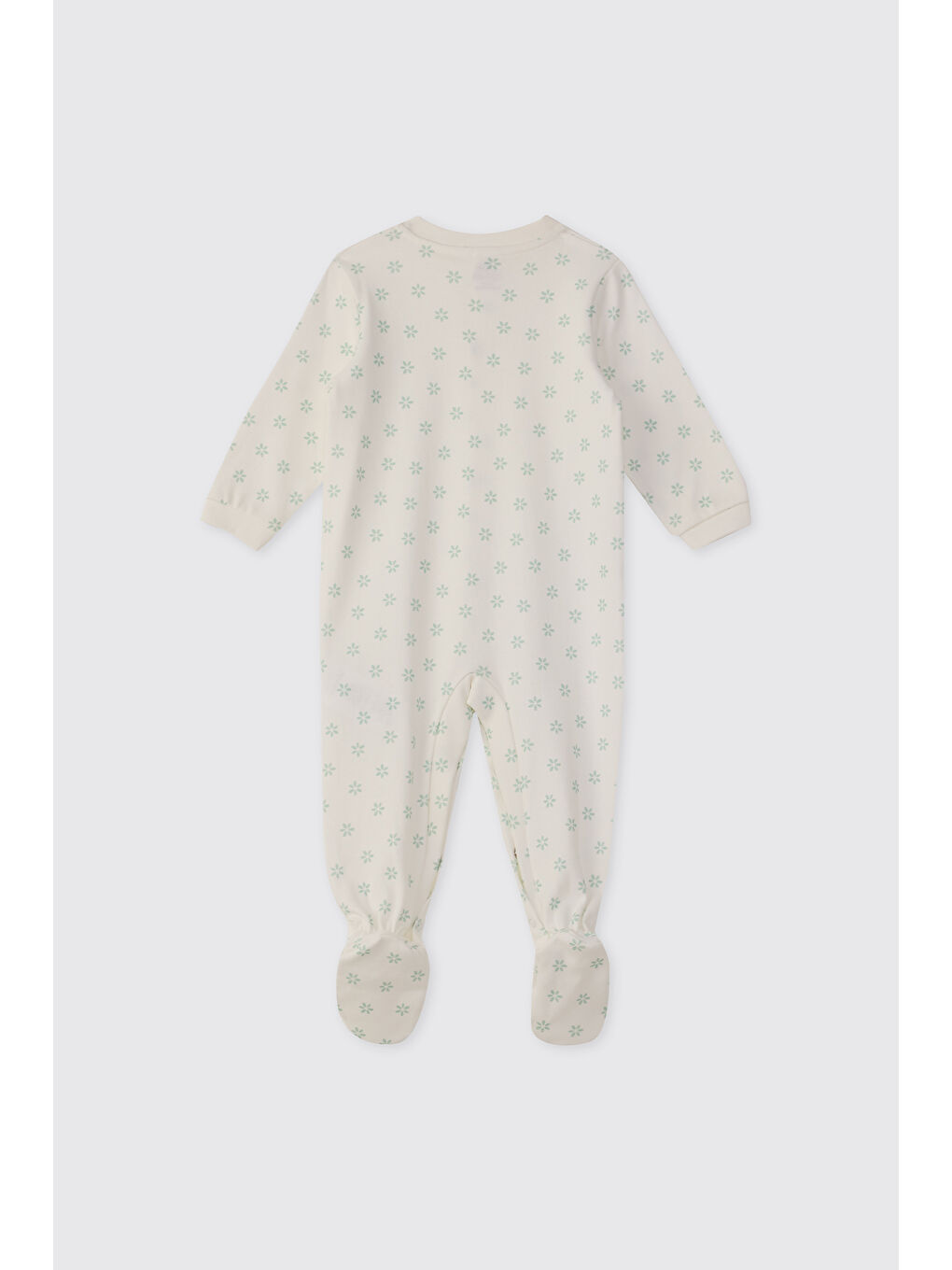 Yenidoğan Çiçek Desenli Beyaz Tulum-1