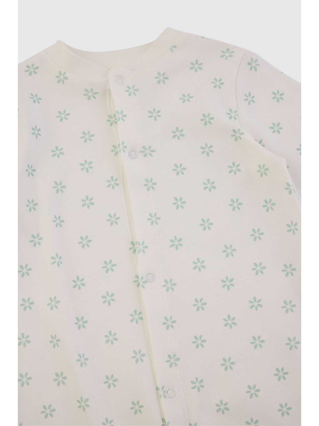 Yenidoğan Çiçek Desenli Beyaz Tulum-2