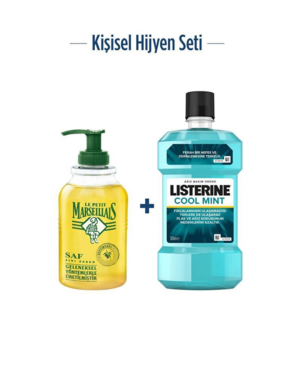 Listerine Cool Mint 500 ml + Zeytinyağı Sıvı Sabun 300 ml Hijyen Seti-1