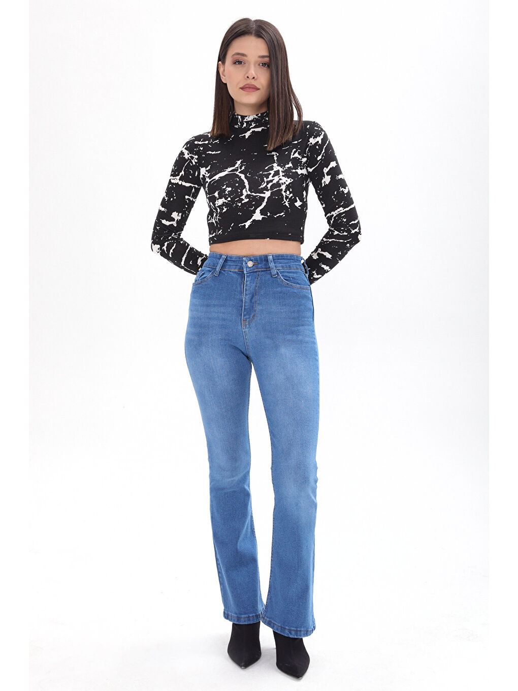 Pamuklu Flare Elastanlı Jean Pantolon Buz Mavi   23660