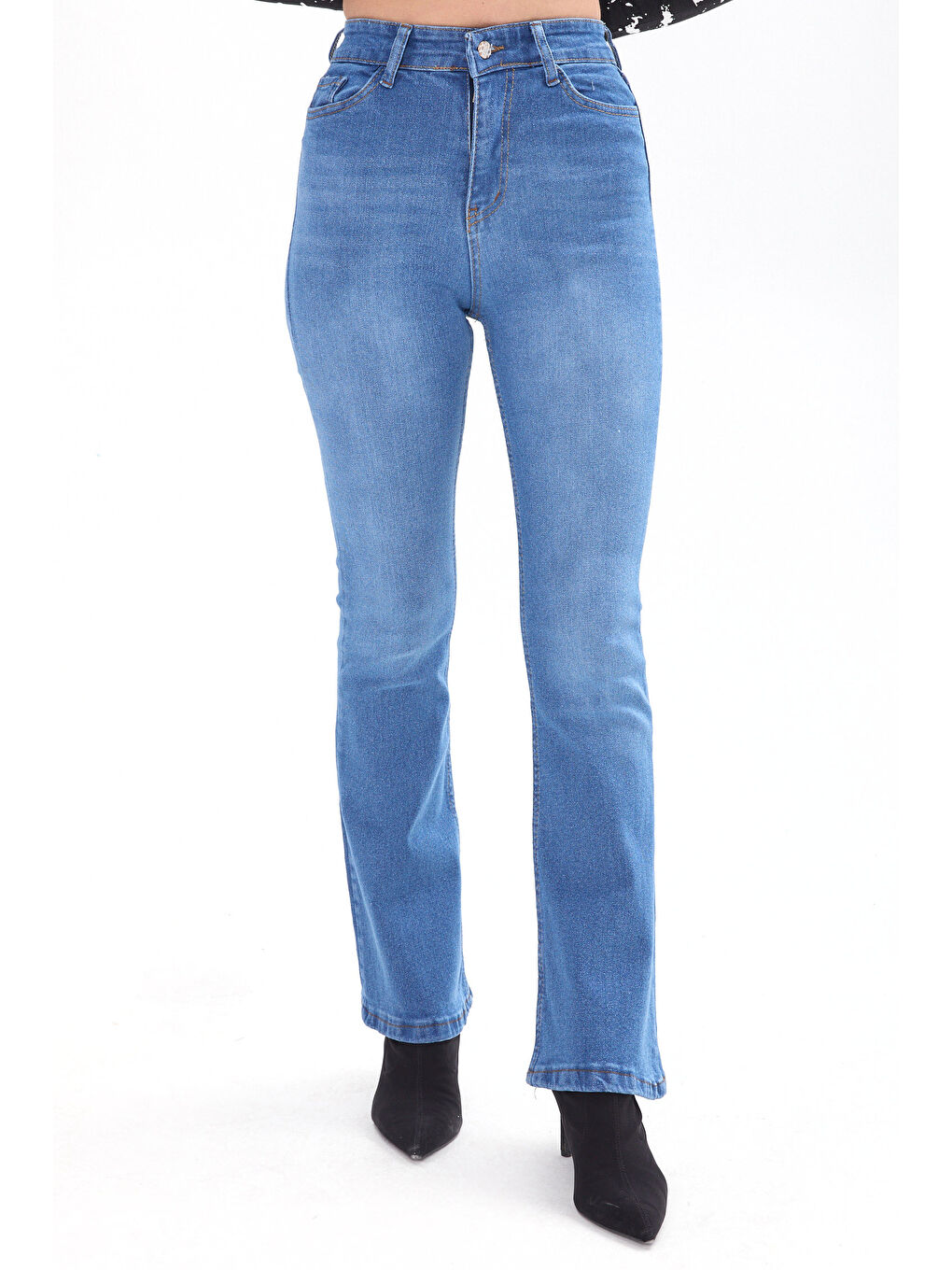 Pamuklu Flare Elastanlı Jean Pantolon Buz Mavi   23660-1