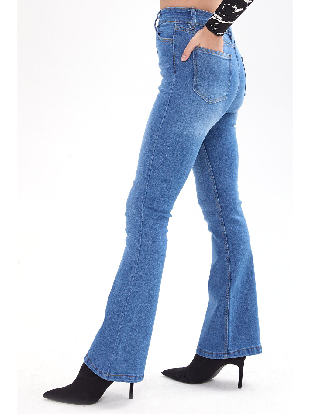 Pamuklu Flare Elastanlı Jean Pantolon Buz Mavi   23660-3
