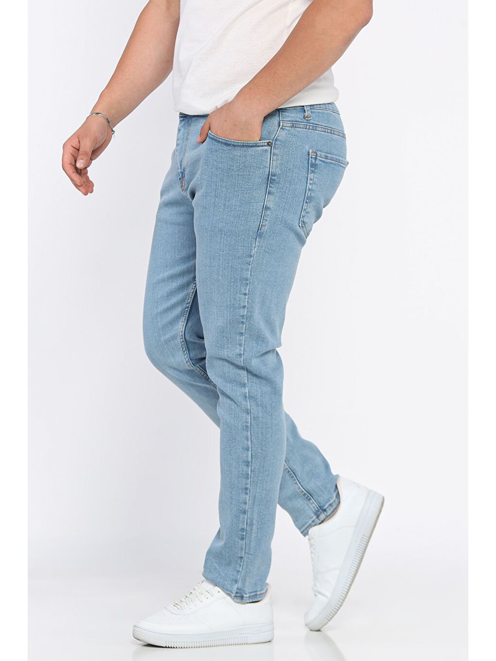 Mavi Fermuarlı Erkek Slim Fit Jean Pantolon-1