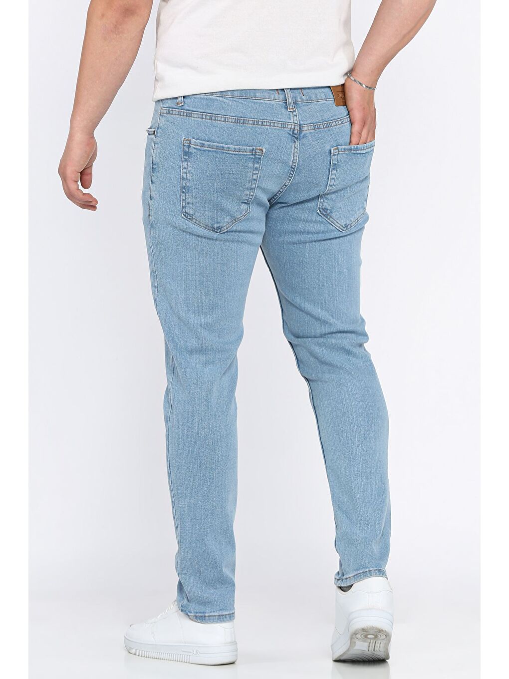 Mavi Fermuarlı Erkek Slim Fit Jean Pantolon-2