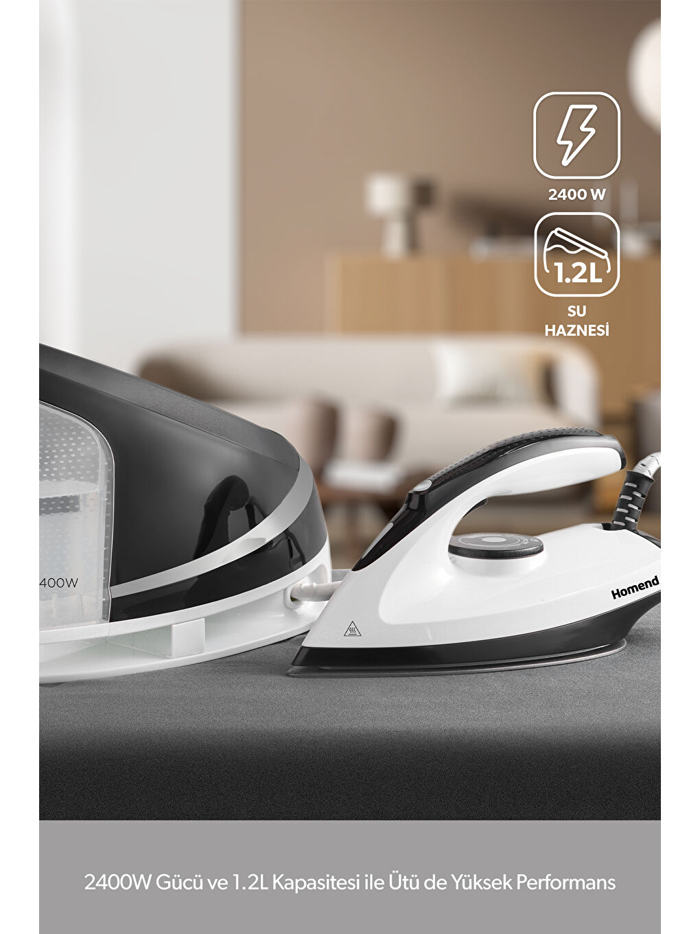 Steamwork 1167H Buhar Kazanlı Ütü Siyah Beyaz-1