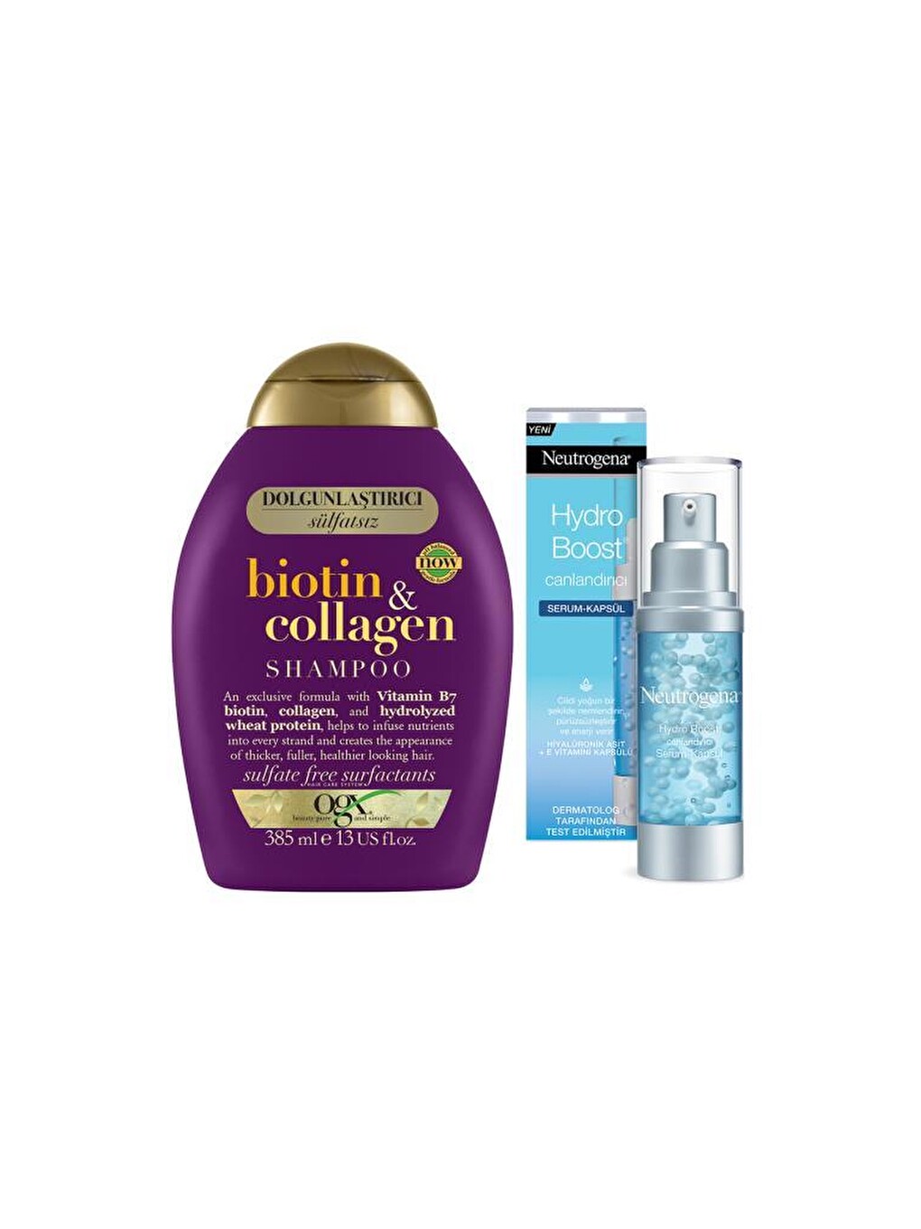 Dolgunlaştırıcı Biotin Kolajen Sülfatsız Şampuan 385 ml Neutrogena Hydro Boost Serum 30 ml-1