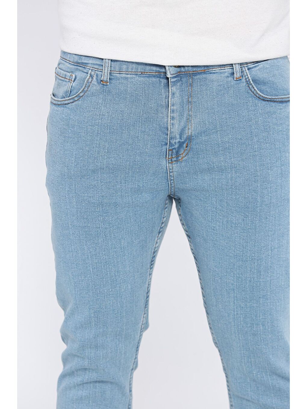 Mavi Fermuarlı Erkek Slim Fit Jean Pantolon-3