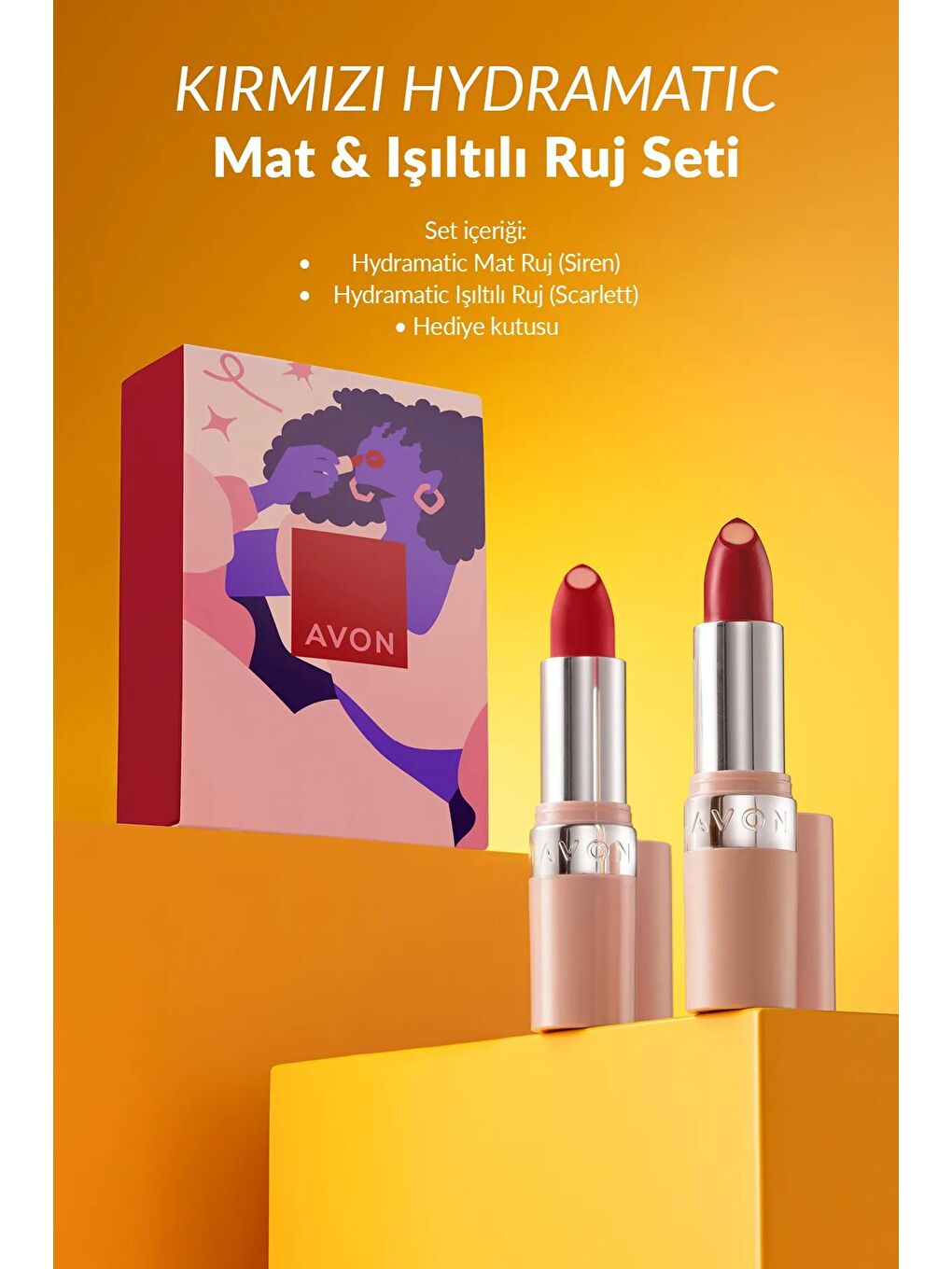 AVON Hydramatic Mat ve Işıltılı Ruj Seti Kırmızı - 1