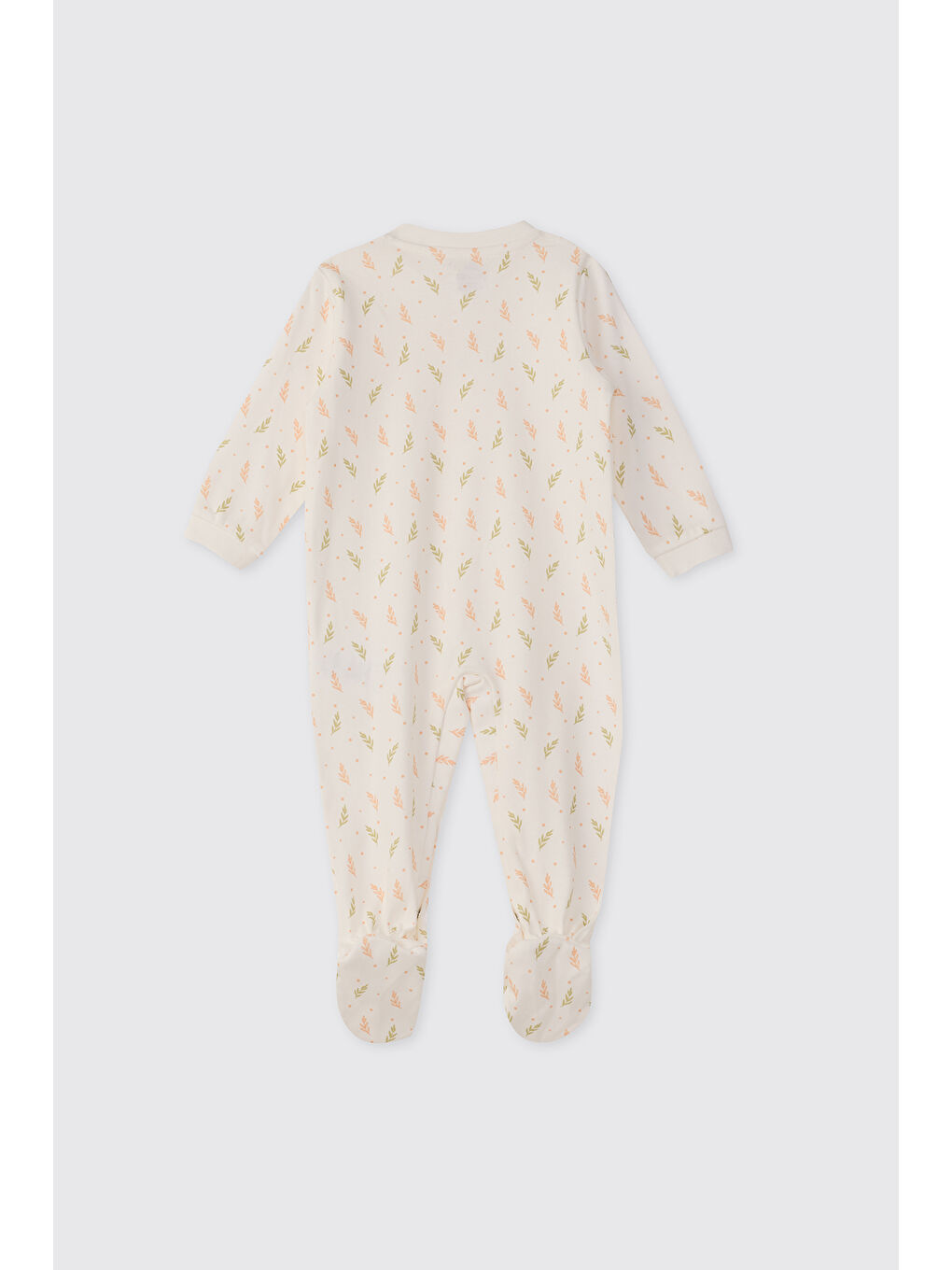 Yenidoğan Yaprak Desenli Beyaz Tulum-1